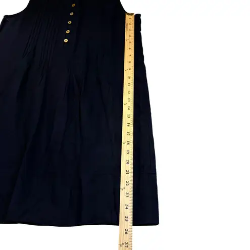 Quince Navy Blue Linen Sleeveless Button Front Midi Dress Preppy Staple Size M