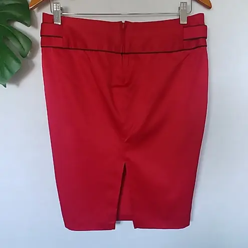CR Signature Red Satin Pencil Skirt Size M