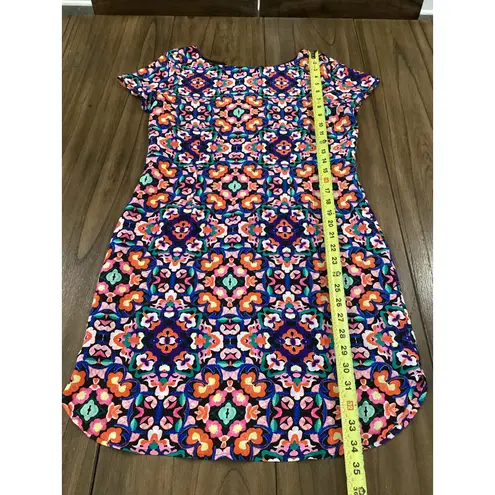 Yumi Kim  100% Silk Abstract Floral Short Sleeve Mini sheath anthropologie dress