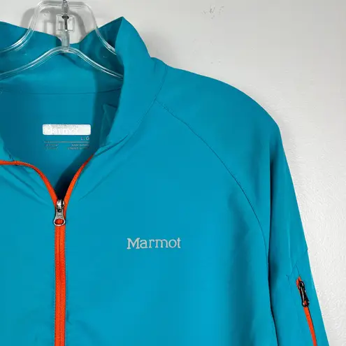 Marmot Women's Aqua Blue Neon Orange Half Zip Pullover Athletic Sweatshirt Large