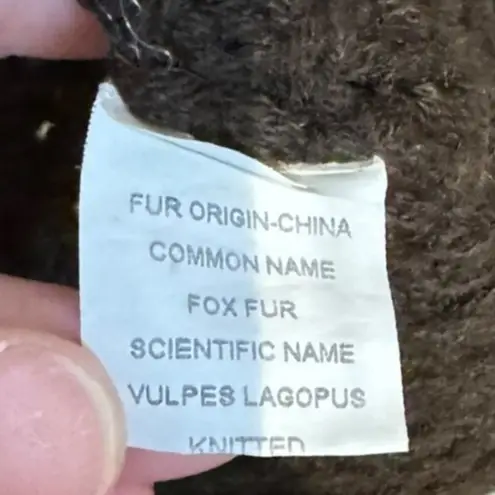 Tempo Paris Women's Sweater Top Faux Fox Fur Pullover Knotted Front Cape Medium