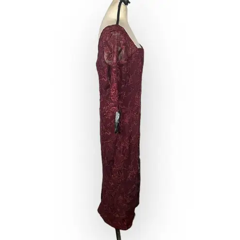 JS Collections Elle Sweetheart Tea Length Dress Women's 10 Burgundy Midi NWOT - Image 6