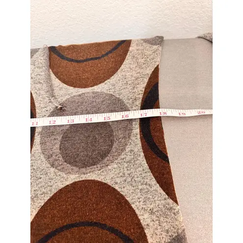 Dressbarn Brown Gray Long Sleeves Tie Front Oval Pattern Casual Dress 10 Retro