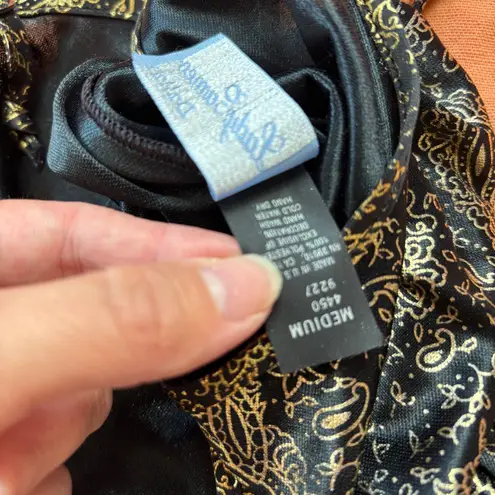 Vintage Black and Gold Paisley Chemise Size M