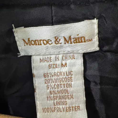 Monroe & Main Knit Patchwork Blazer Jacket Medium Lagenlook Artsy Art to Wear Black