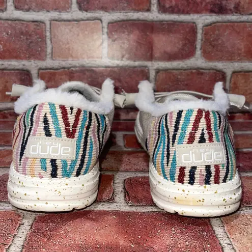 Hey Dude Pre-Owned Wendy Funk Wool Beige Canva Slip On Faux Fur Shoe Size 9 Casu