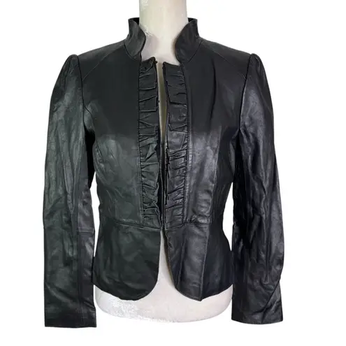 White House | Black Market NWT WHBM Leather Peplum Jacket Black Size M