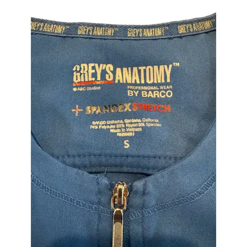 Grey’s Anatomy Barco Women’s Scrub Jacket Blue Zip Front Stretch Size S GRSW873
