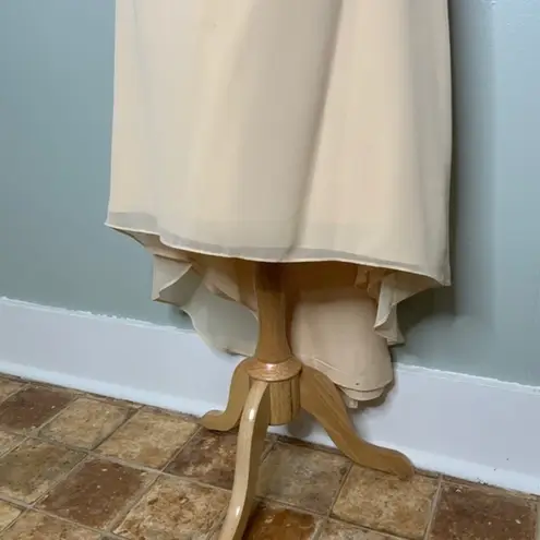 Alfred Angelo Champagne Chiffon Overlay Formal Prom Hi/Lo Strapless Dress M