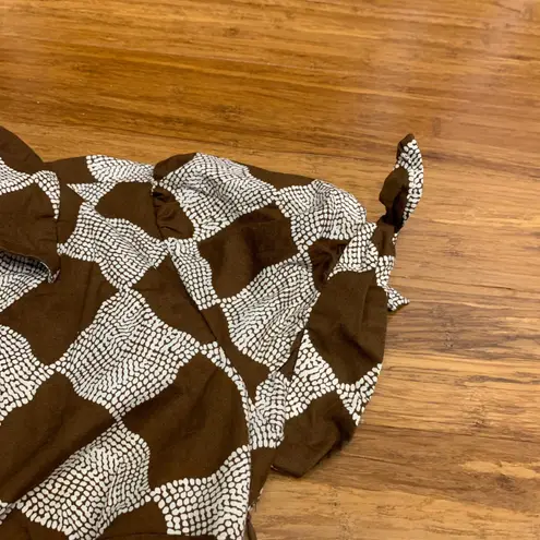 INC International Concepts Brown Cream Checkered Shirt Dress Belted Short Size 6