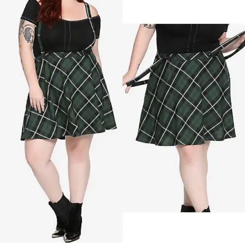 Royal Bones By Tripp NYC Green Plaid Suspenders Skirt Womens Size 0X NEW *FLAW - Image 2