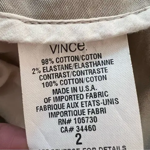 Vince  Slim Straight Khaki Chino Pants Pleated  Beige Size 2 Womens