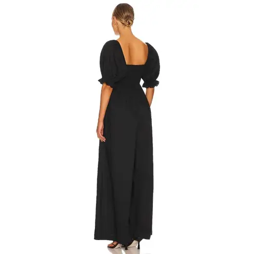 NWT Selkie Hamptons Jumpsuit in Caviar Black Cotton Wide Leg Puff Sleeve XL
