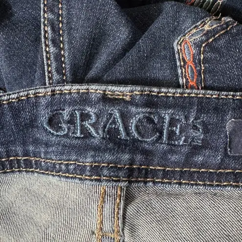 GRACE IN LA SZ 33 Easy Fit Straight Jeans Embroidered Stretch Mid-Rise Whiskered