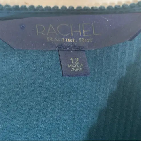 Rachel Rachel Roy | Dark Peacock Corduroy Velvet belted Jumpsuit Size 12 Green