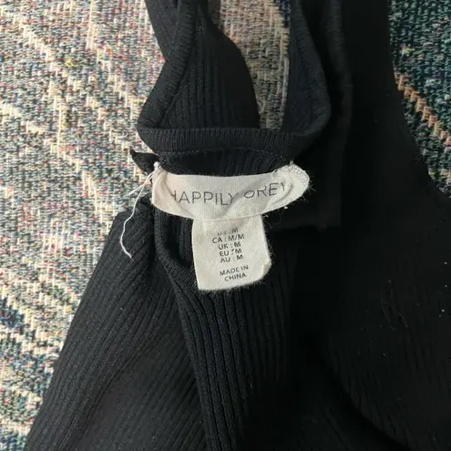 Happily Grey Black Ribbed Sleeveless Bodysuit Sz M Snap