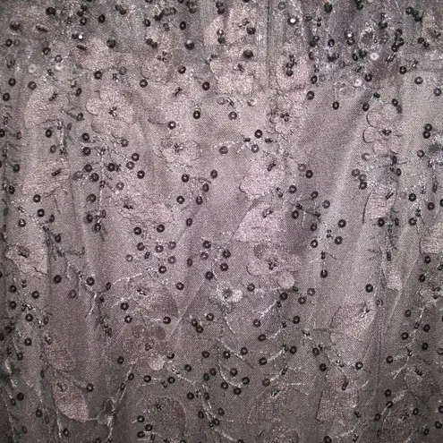 Mac Duggal 20889 Womens Black Sheer Applique Bustier Gown with Feather Straps