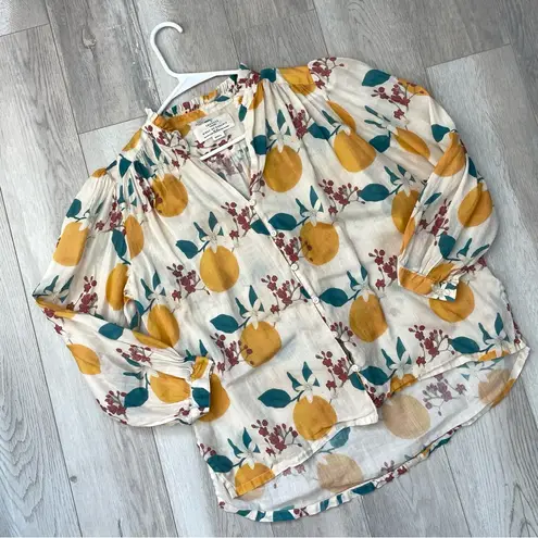 Trovata Quincy Blouse orange fruit womens Beige (small) peasant boho casual