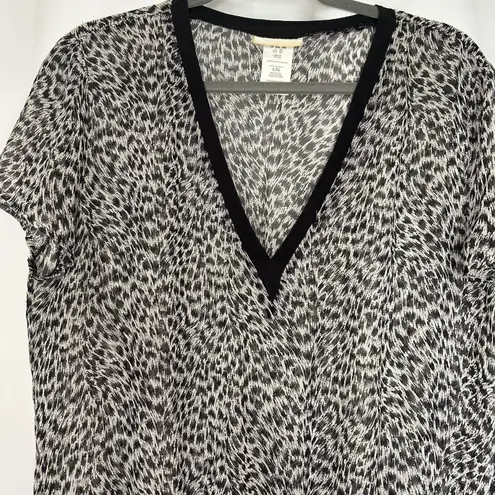 Michael Kors  Sheer Swimsuit Cover Up Black White Jaguar Print Size‎ Large