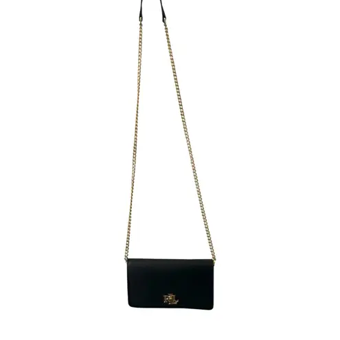 Lauren Ralph Lauren Leather Crossbody Turn Lock Tech Case Gold Mini Black Purse