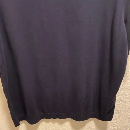 Talbots  Embellished Floral Pansy Short Sleeve Navy Blue Sweater Size 2X