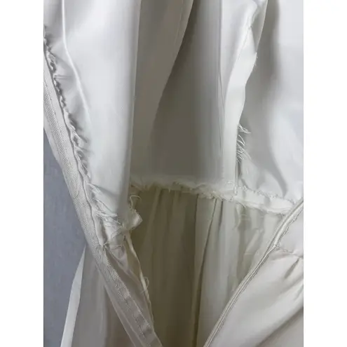 Vintage Handmade Prairie Bridal Dress Ruffle Neck Satin Lace Bows Costume M/L White Size 6