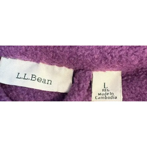 LL Bean Womens Purple Fleece Full Zip Long Robe Lounger Size L Cozy Minimalist Size L