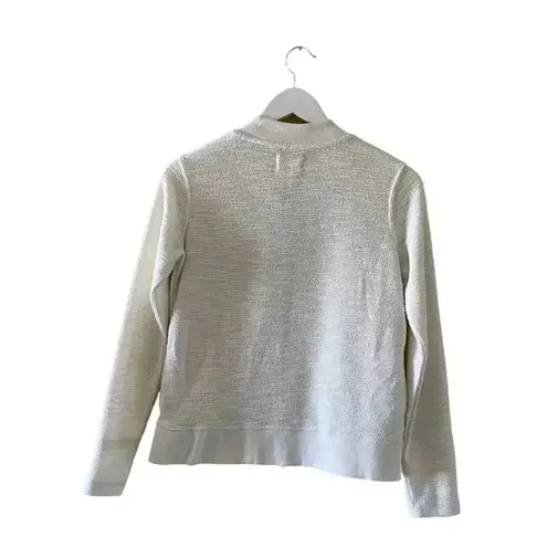 Caslon Nordstrom V-Neck Women’s White Front Zipper Long Sleeves SZ S #1251