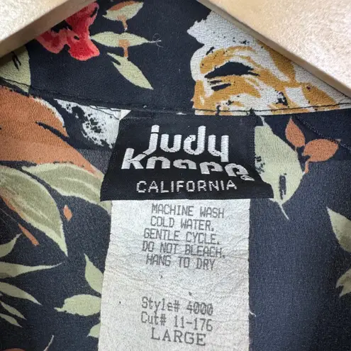 VTG 80s Judy Knappe California Floral Patchwork Sheer Blazer Jacket Womens Large Black