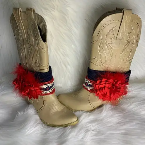 Handmade Womens Black Adjustable Fabric Floral Removable Boot Band One Size