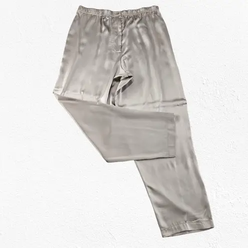 1990s Vintage Tere Tereba 100% Silk Blouse Pants Set Lounge Evening Size Medium Tan