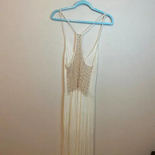 TYLIE Revolve Ivory High Low Tank Crochet Sleeveless Maxi Dress Size Large