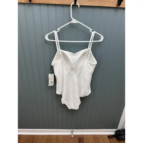 Calia One Piece Swimsuit Size 12 Strappy Back Pure White Waves Beach UPF 50+ NEW