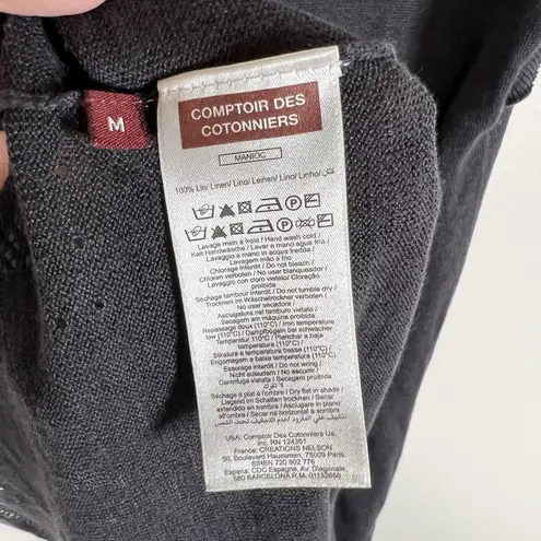 Comptoir des Cotonniers Linen Top Drawstring Waist Minimalist Neutral Women's M Blue Size M