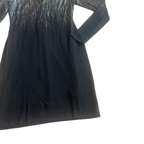 Fifteen Twenty Black Bodycon Dress Long Sleeve Silver Metallic Size Small Womens