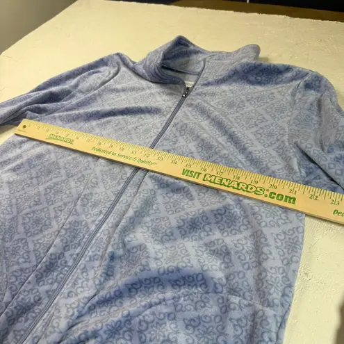 Carole Hochman Women's Large Blue Fleece Geometric Print Zip Up Robe