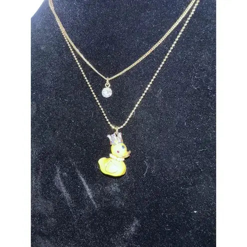 Betsey Johnson  Vintage Dollhouse Rubber Ducky Duck Earrings  And Necklace RARE