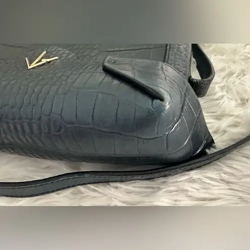 Manu Atelier Mini Pristine Croc Leather Crossbody Bag Rare Blue