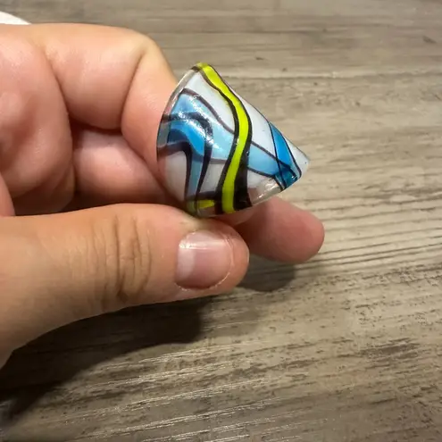 EUC Ring Set Large 3 Rings Colorful Large Stones Pink