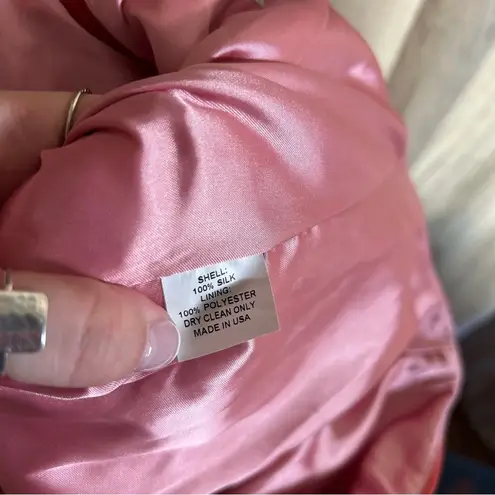 Jenny Yoo Collection 100% Silk Mini Dress Short Strapless Pink Bow Belt Size 6