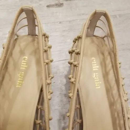 Cult Gaia ππ Kenny Pump Mule ~ Pointed Toe Basket Weave Leather Sand EU 41 NWT