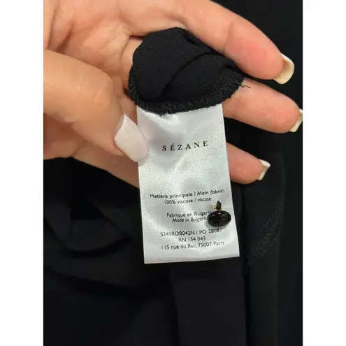 Sézane Sezane Rue Saint-Fiacre Long Sleeve V-Neck Mini Dress Black Women's 36 . Small