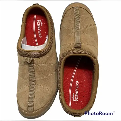 Easy Spirit Explore24 Woman Light Brown Slip On Size 9 Sneaker Clog Shoes NEW