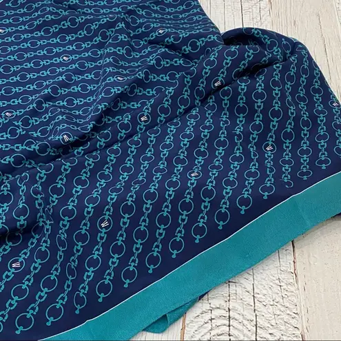 100% Silk 34”x35” Chain Design Scarf Blue