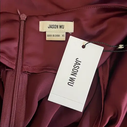 Jason Wu Women’s Burgundy Wine Red Halter Neck Satin Cocktail Midi Dress