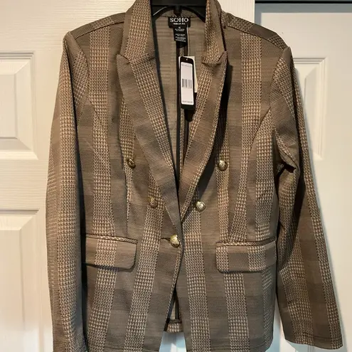 Soho  Military Houndstooth Plaid Blazer Suit Jacket Christmas Gift sz M, NWT