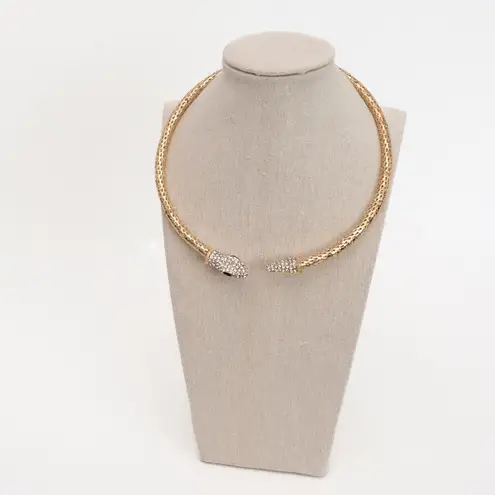 Gold Rhinestone Snake Choker Necklace
