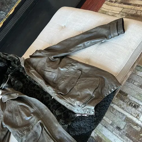 Mademoiselle Venise Olive Green Genuine Leather + Rabbit Fur Size Medium🫒