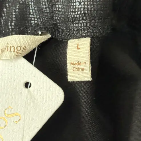 Soft Surroundings Straight Leg Pants Womens L Black Textured Snake Skin Pull-On