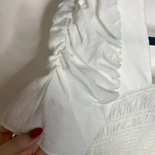 Lucy Paris Smocked Puff Sleeve White Top Sz XS